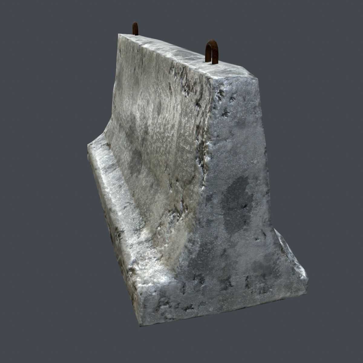 Concrete Barrier Low-poly 3D model_5