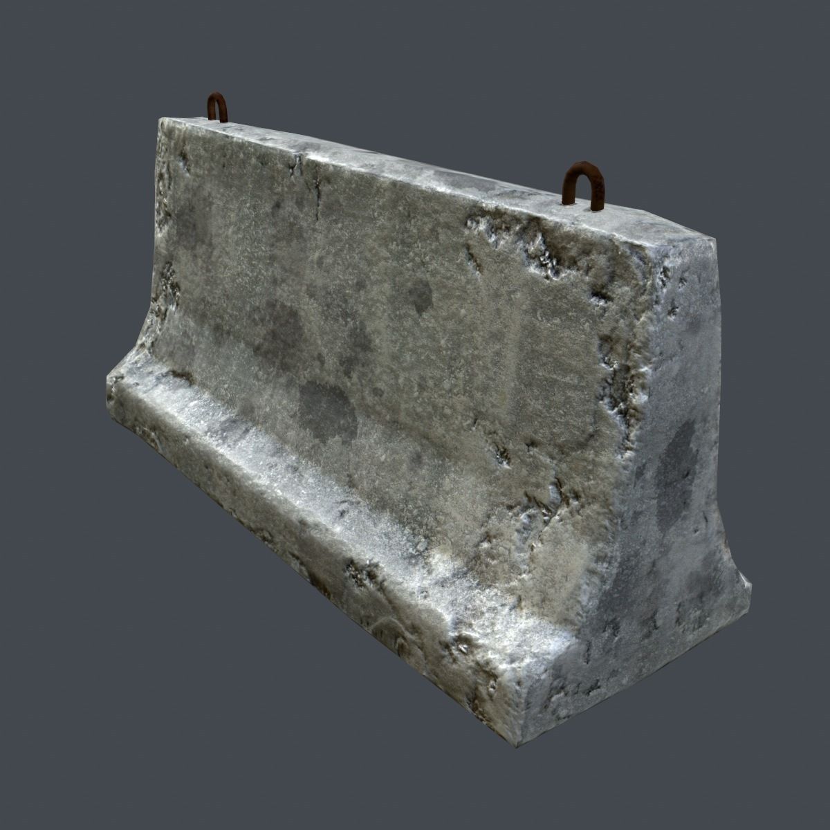 Concrete Barrier Low-poly 3D model_1