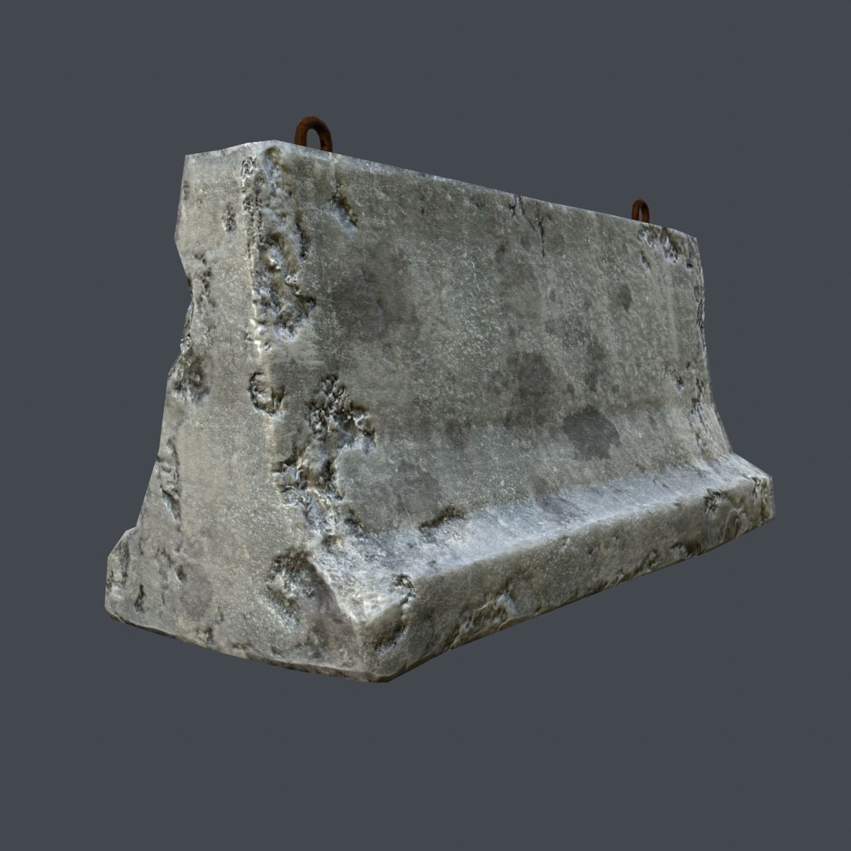 Concrete Barrier Low-poly 3D model_9
