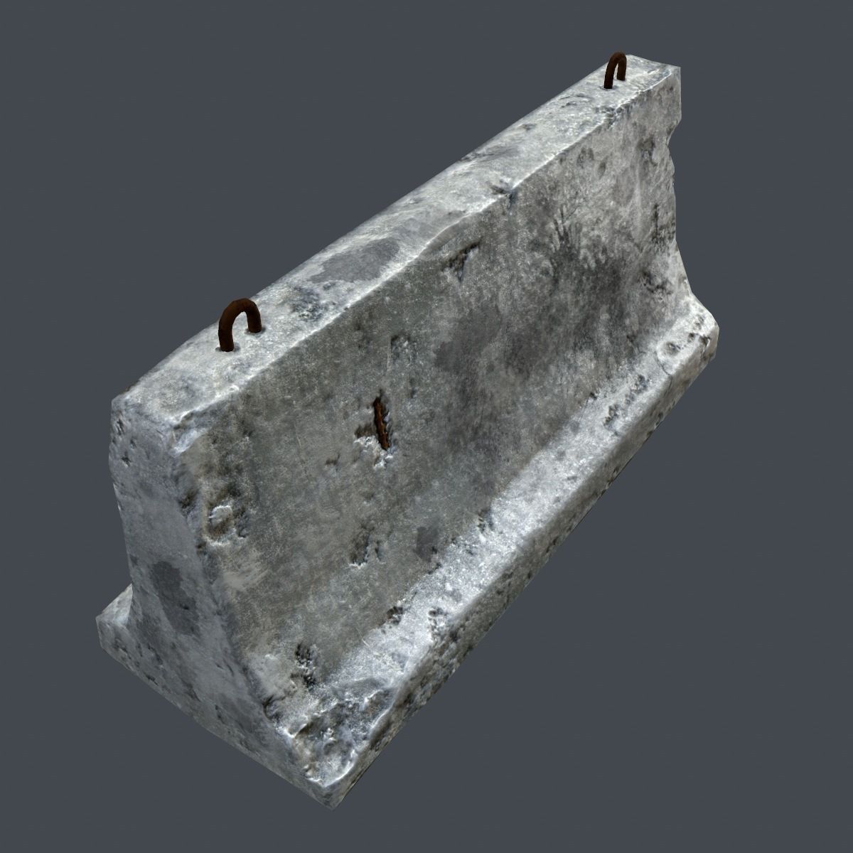Concrete Barrier Low-poly 3D model_2
