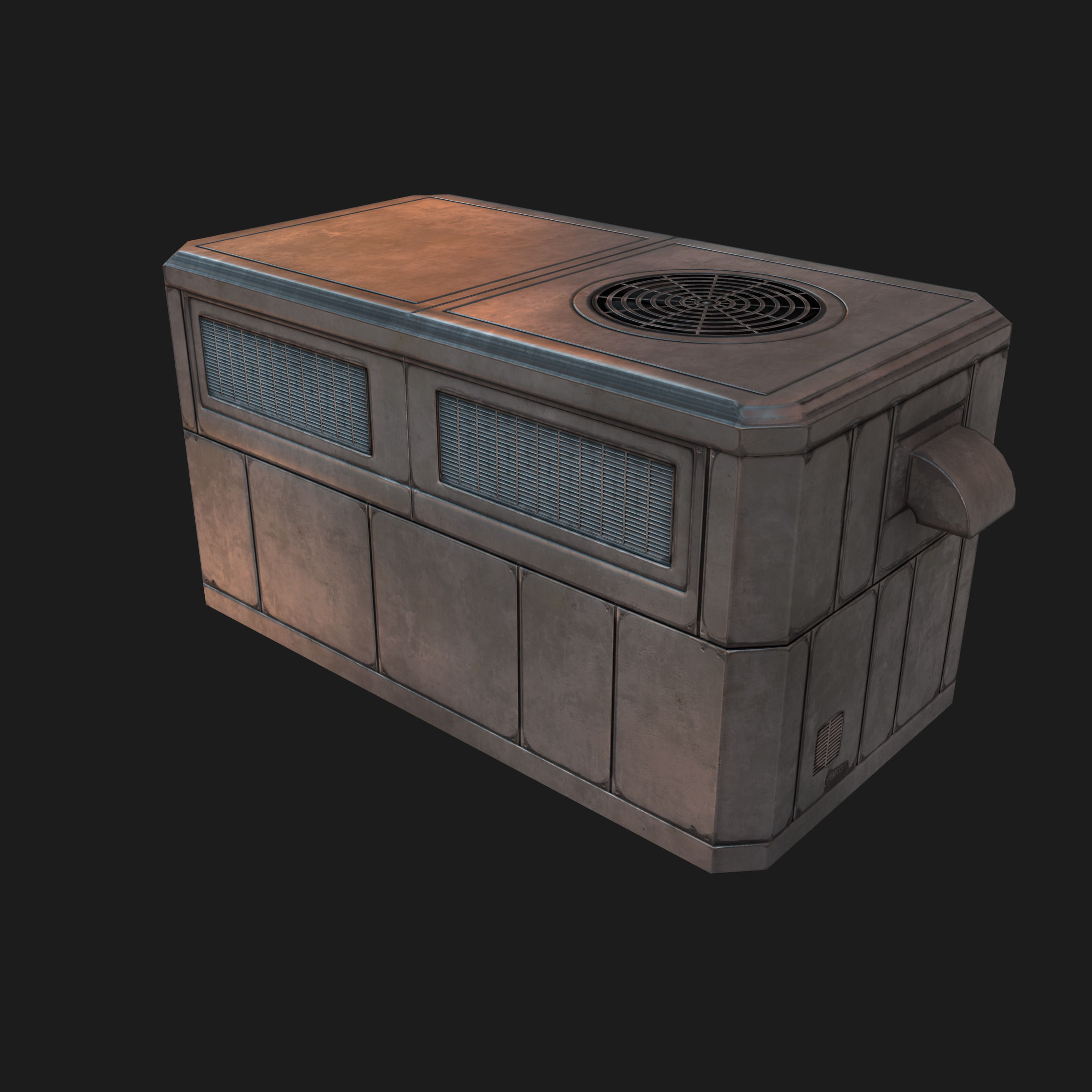 Large Rooftop AC Unit Low-poly 3D model_2