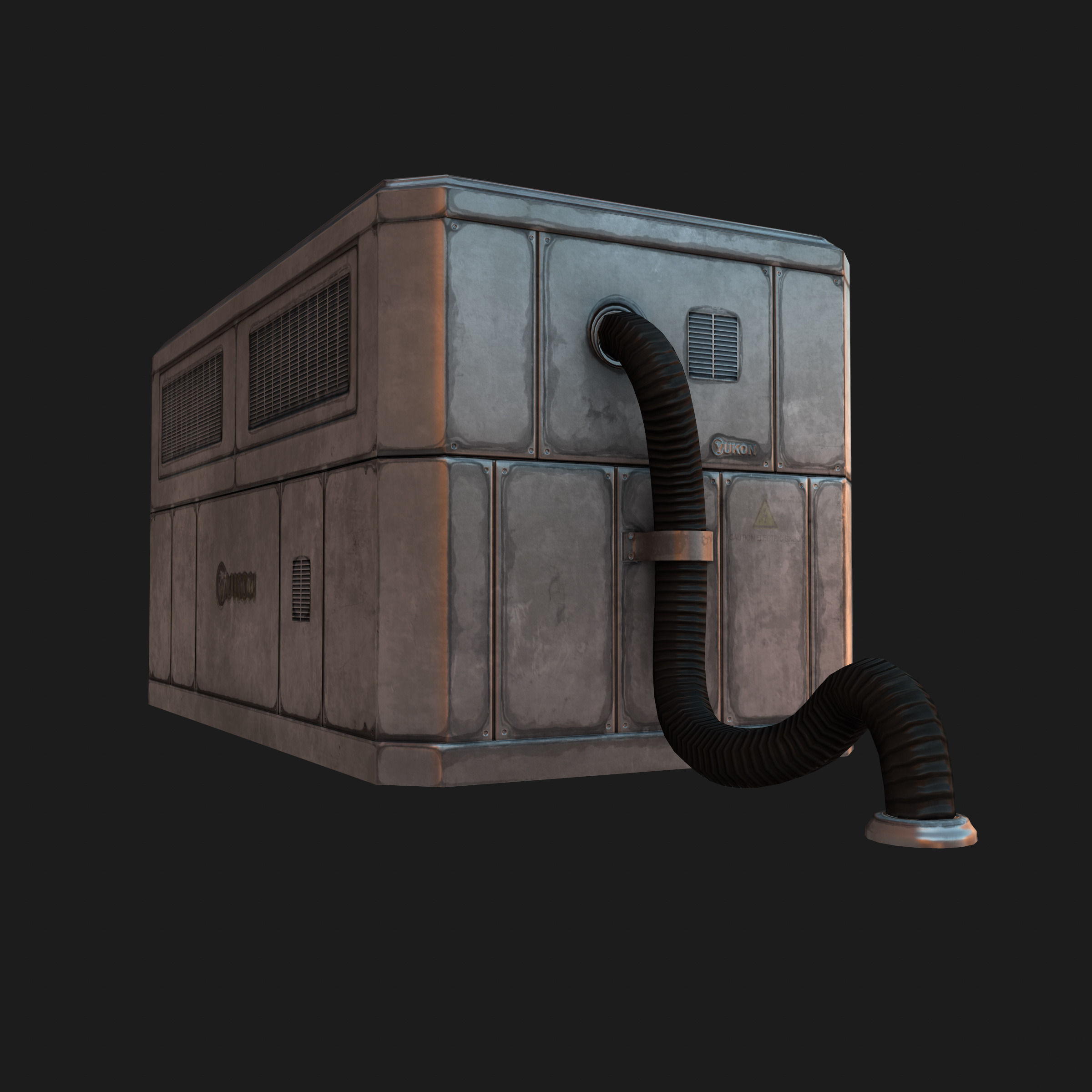 Large Rooftop AC Unit Low-poly 3D model_8