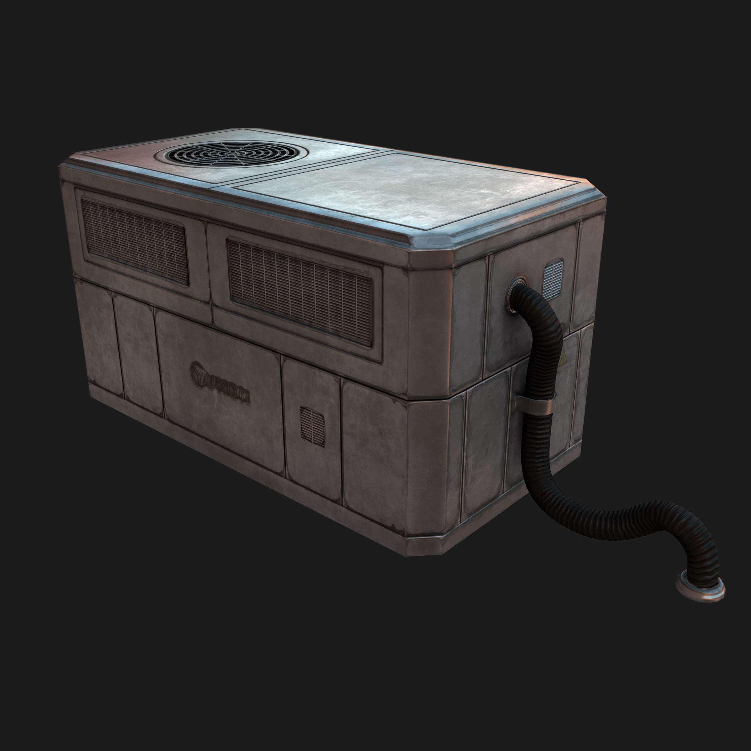 Large Rooftop AC Unit Low-poly 3D model_1