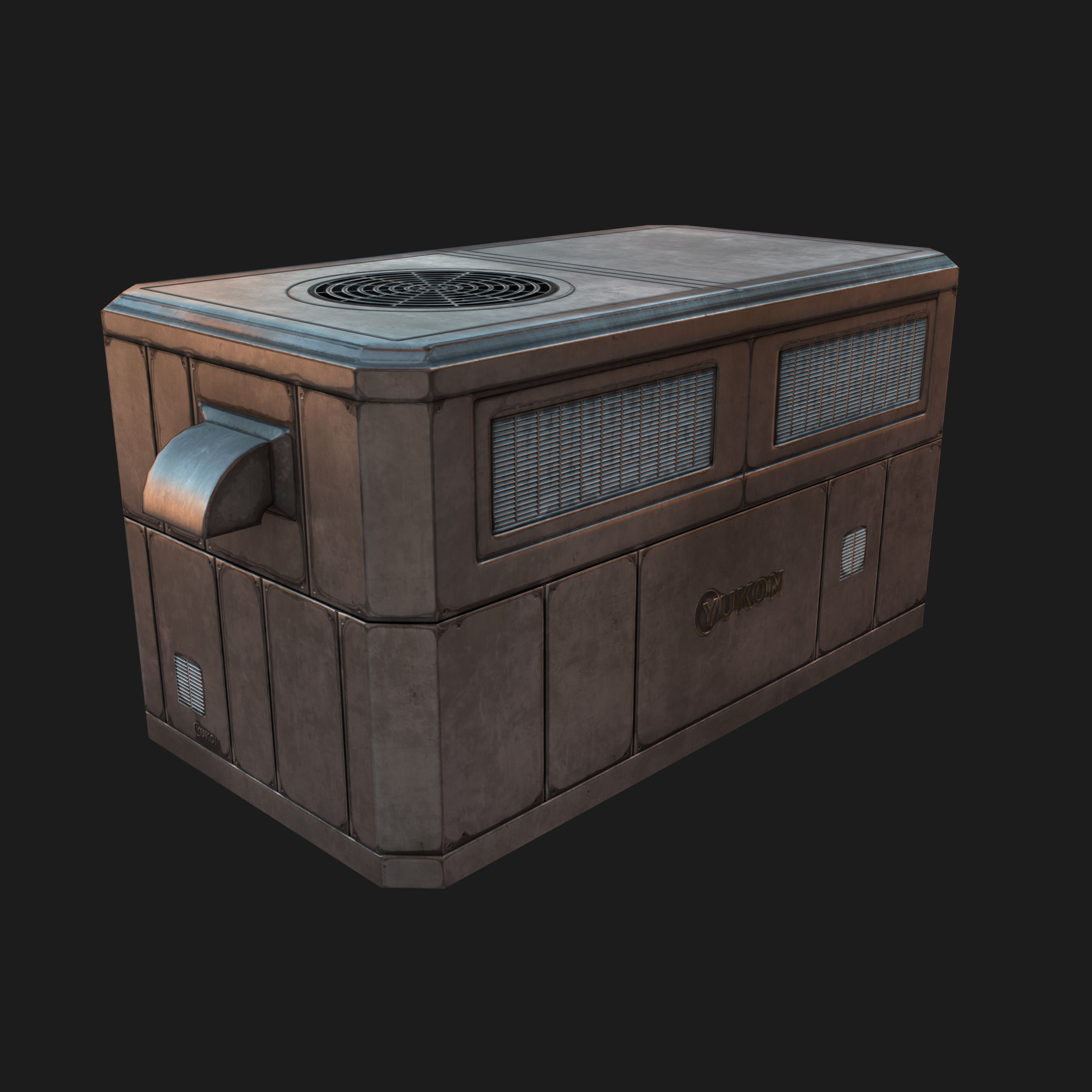 Large Rooftop AC Unit Low-poly 3D model_6