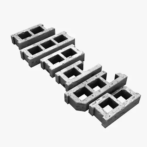 Cinder Block Set Low-poly 3D model