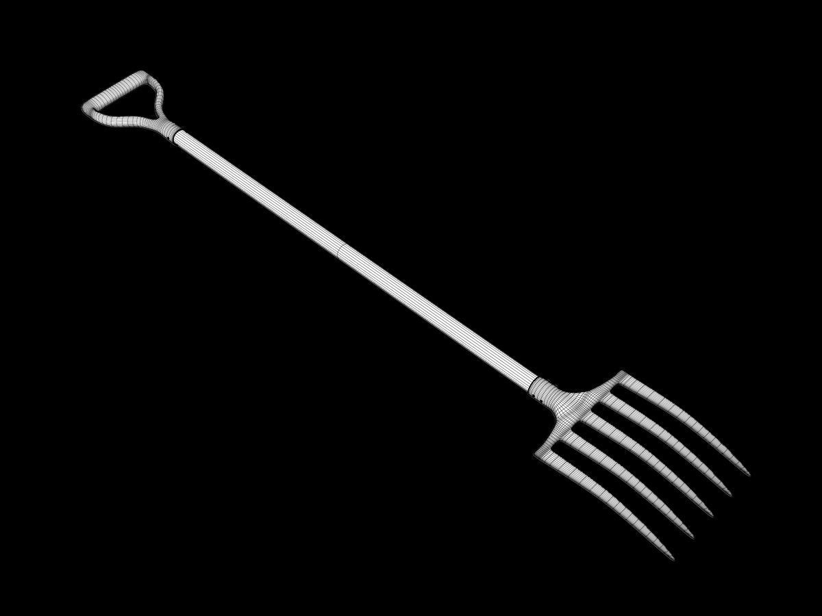 Pitchfork garden fork 3D model_1
