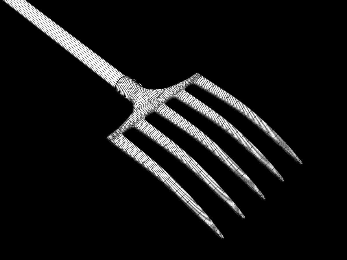 Pitchfork garden fork 3D model_3