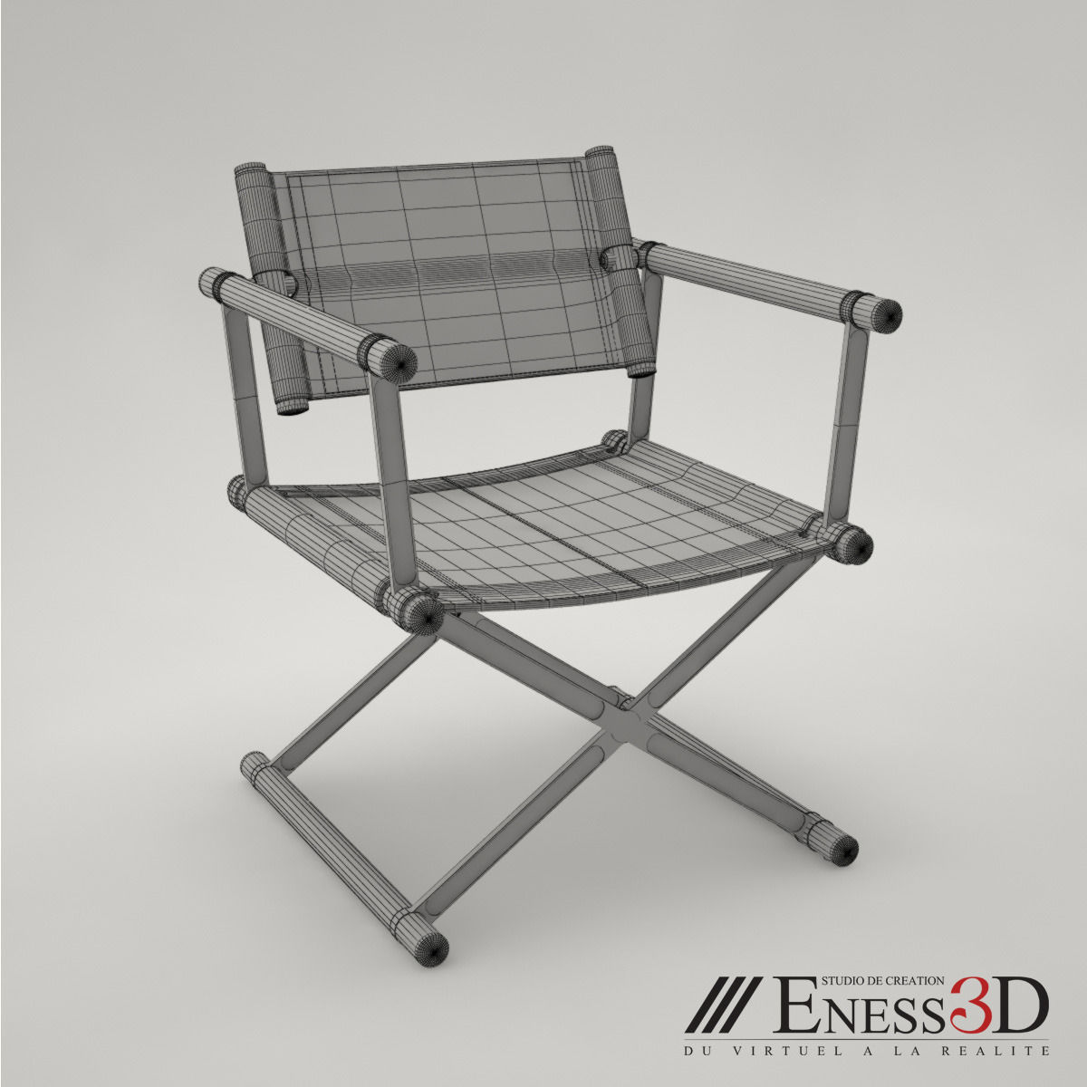Pro - Directors chair Linley 3D model_3