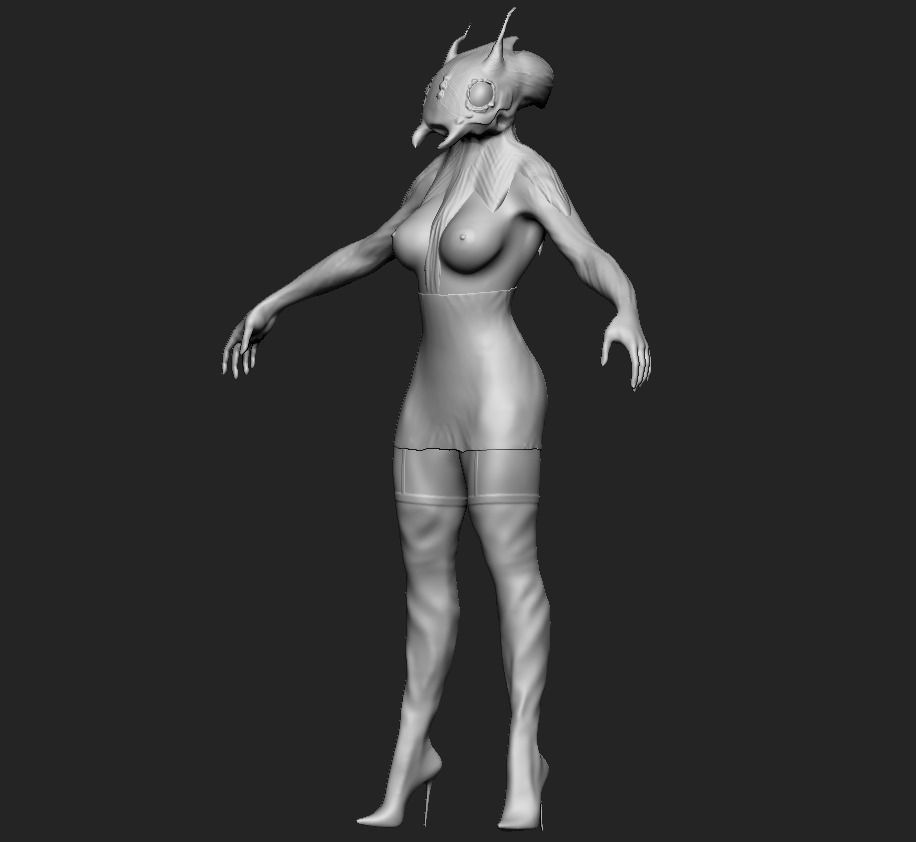 Scarab alien woman 3D model_1