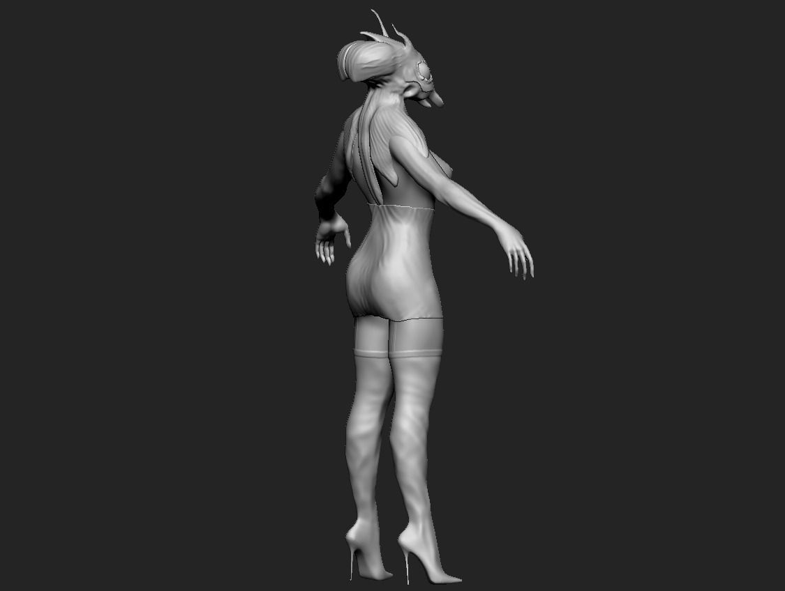 Scarab alien woman 3D model_2