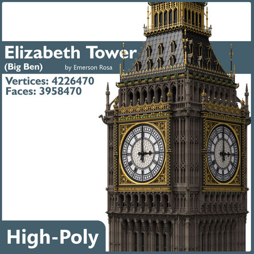 Highly Detailed Big Ben 3D model