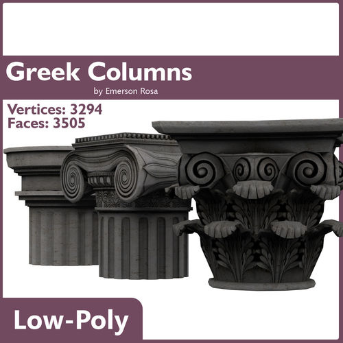 Greek Columns Low-Poly Low-poly 3D model