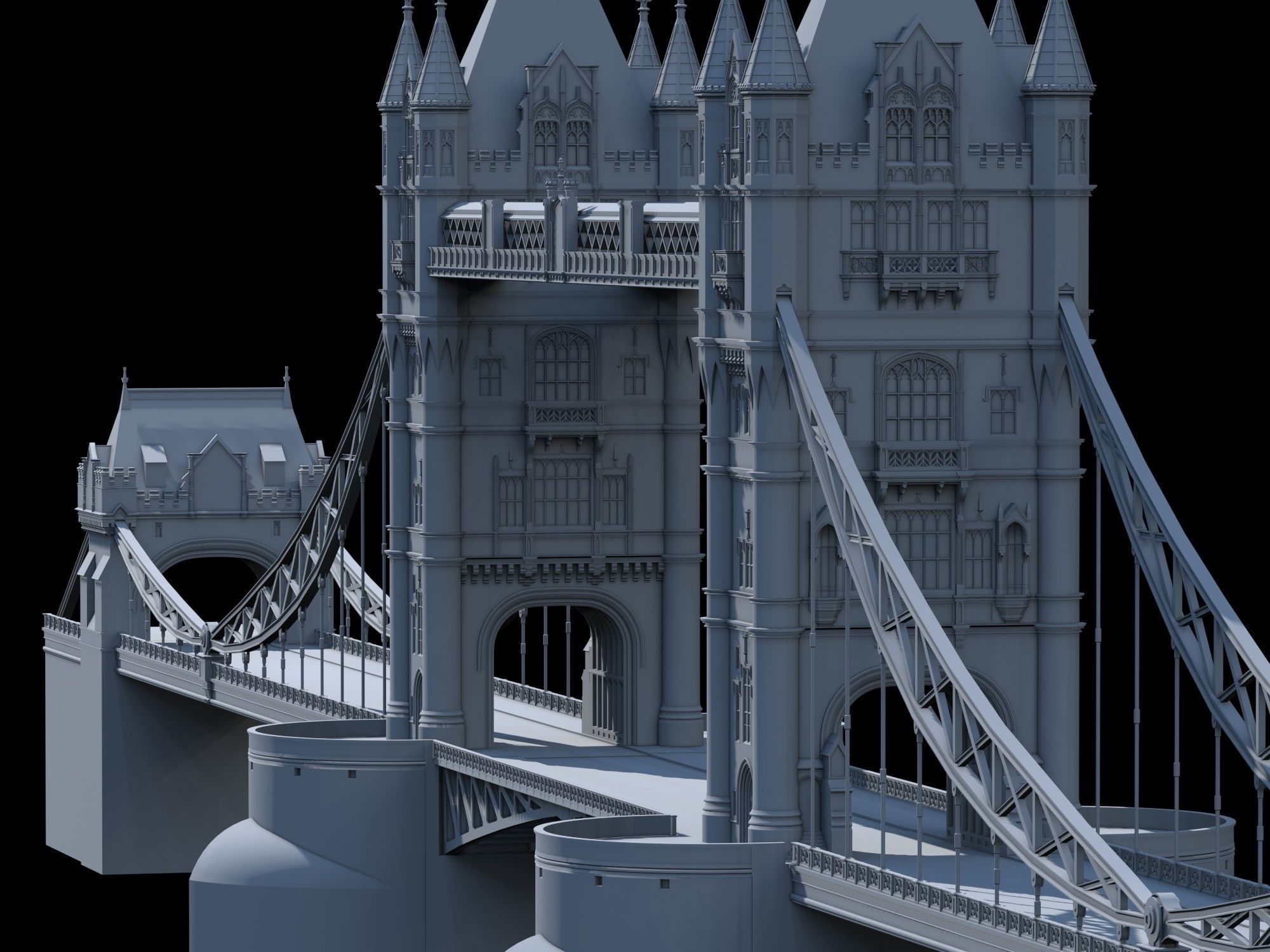 Highly Detailed Tower Bridge 3D model_6