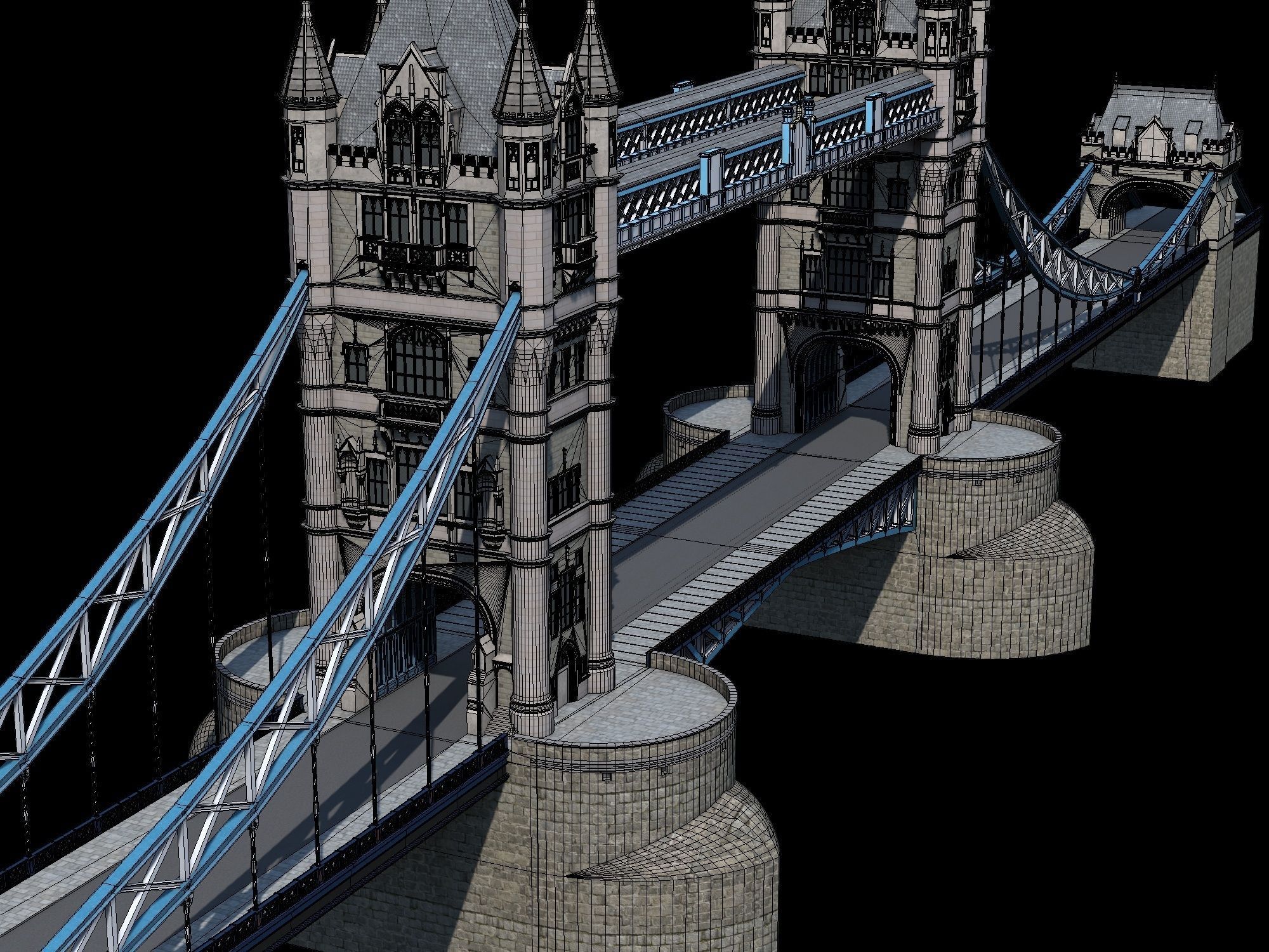Highly Detailed Tower Bridge 3D model_7