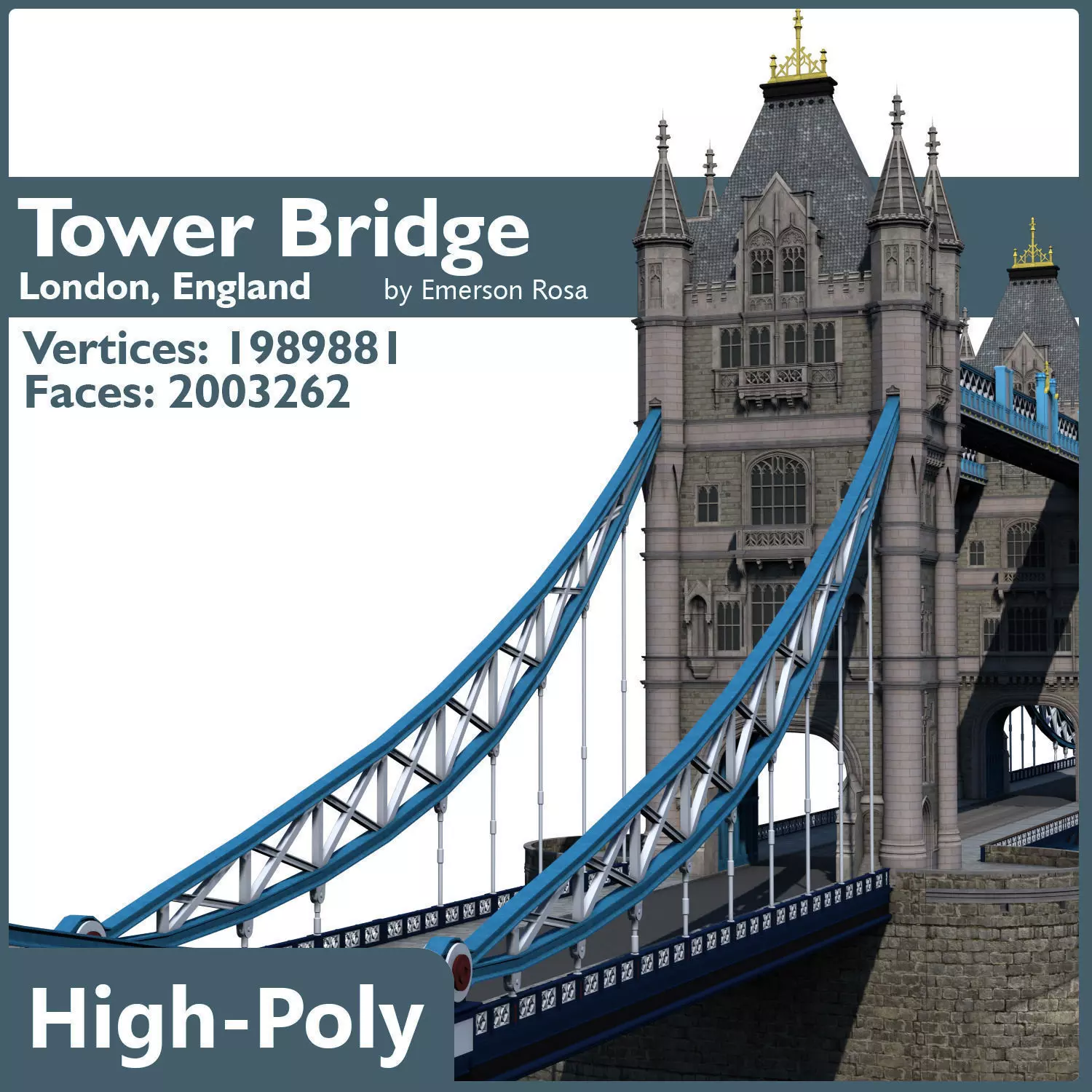 Highly Detailed Tower Bridge 3D model_0