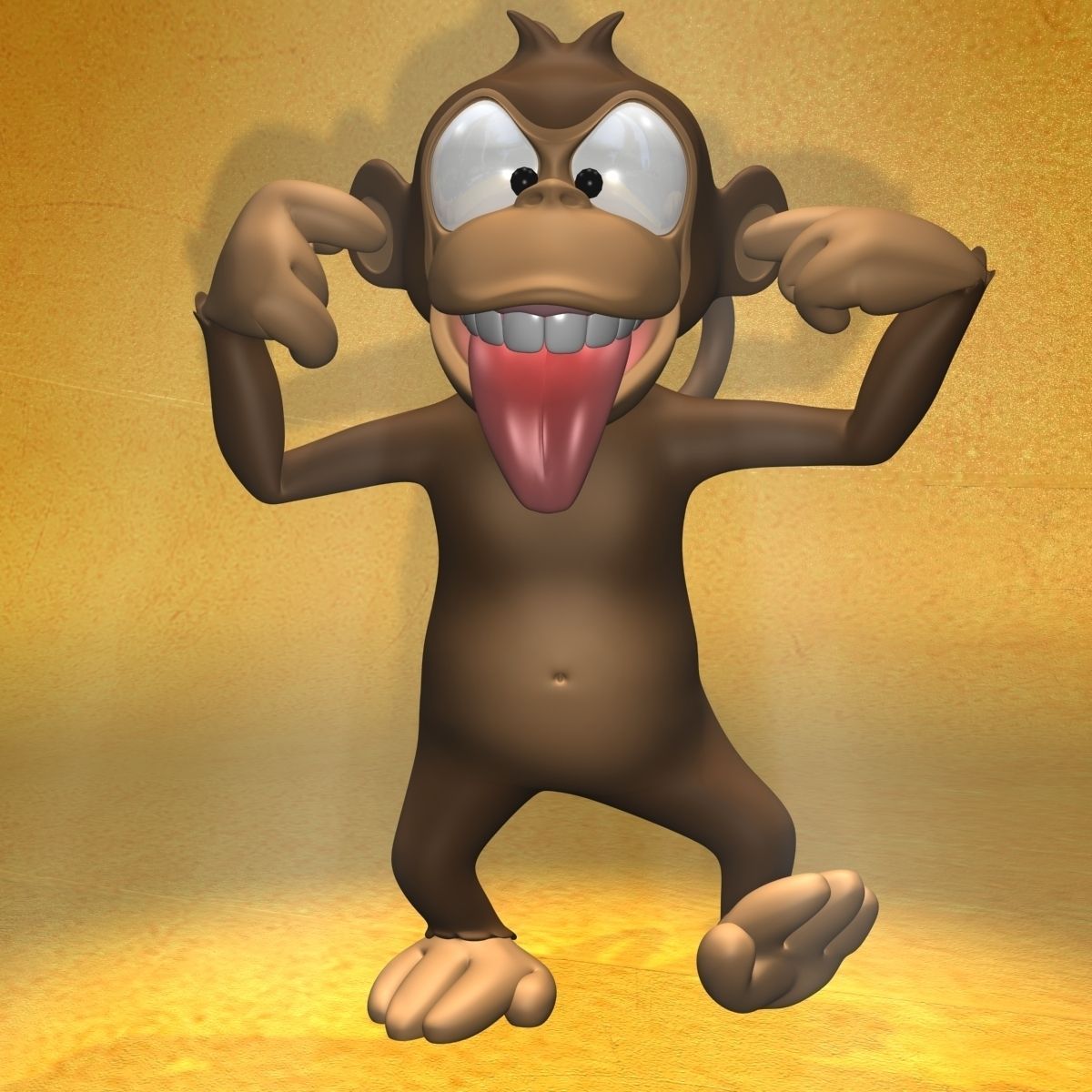 Cartoon monkey RIGGED Low-poly 3D model_4