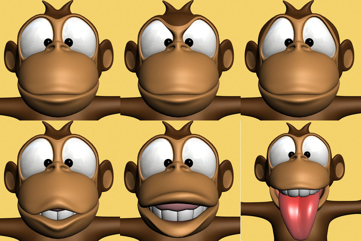 Cartoon monkey RIGGED Low-poly 3D model_6