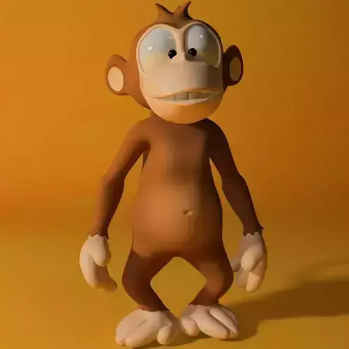 Cartoon monkey RIGGED Low-poly 3D model