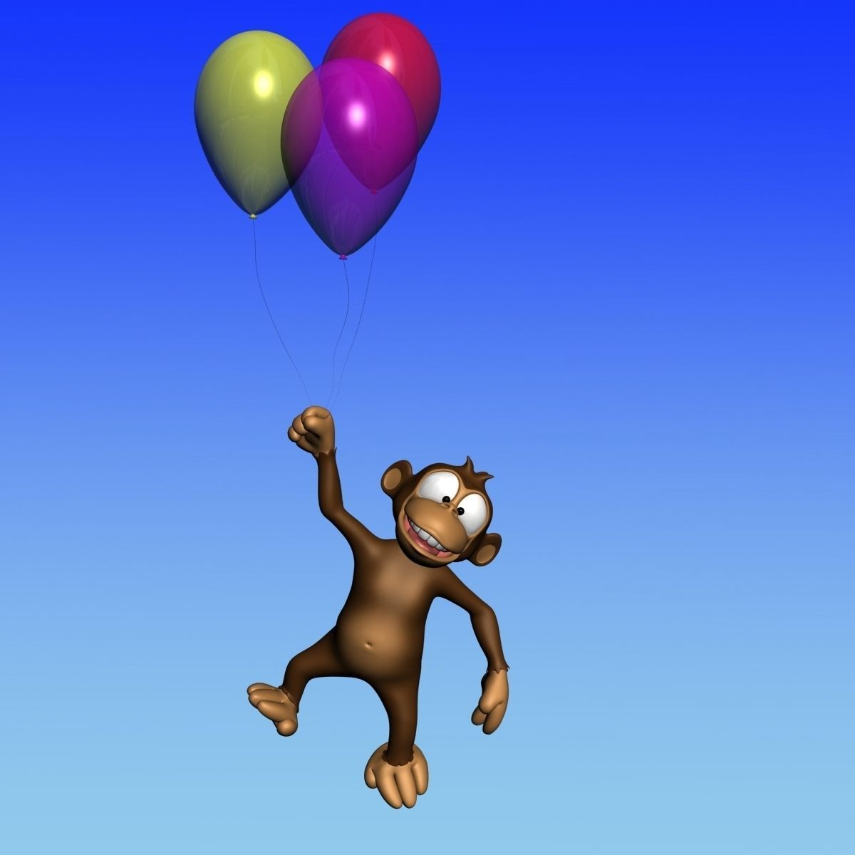 Cartoon monkey RIGGED Low-poly 3D model_5