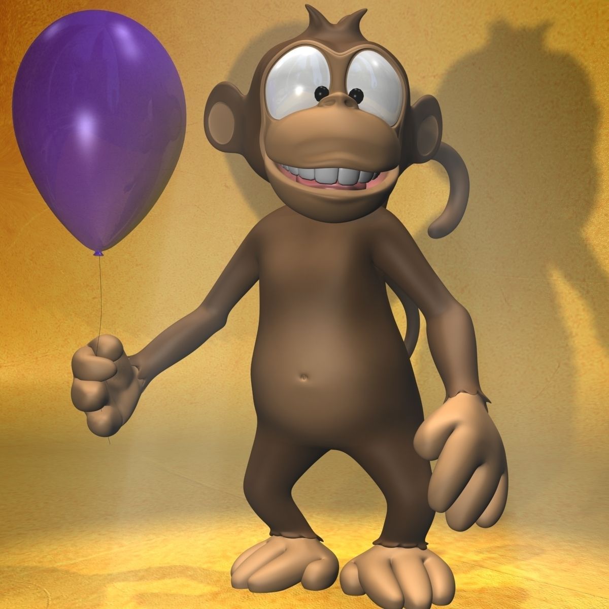 Cartoon monkey RIGGED Low-poly 3D model_1