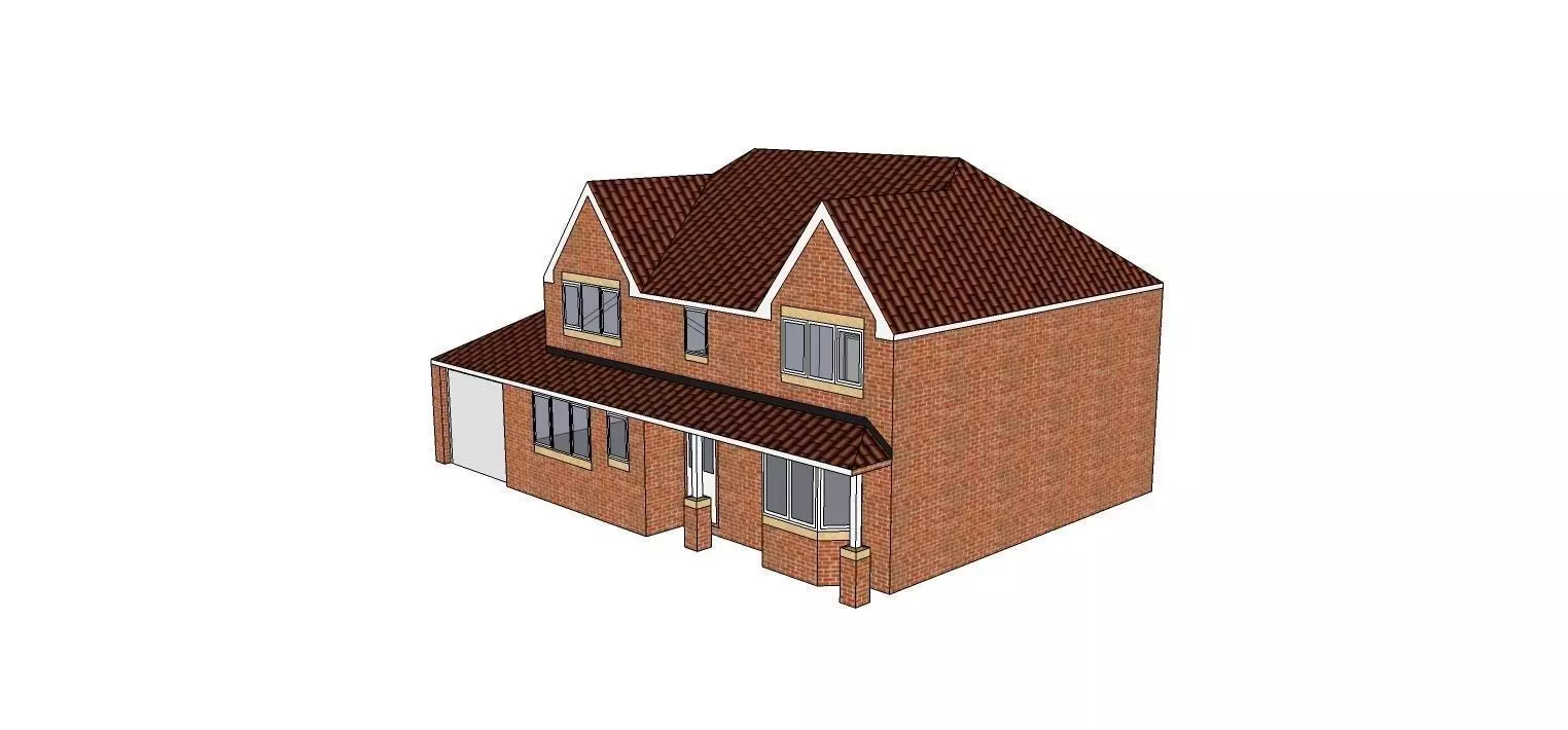 Detached English style house 3D model_0