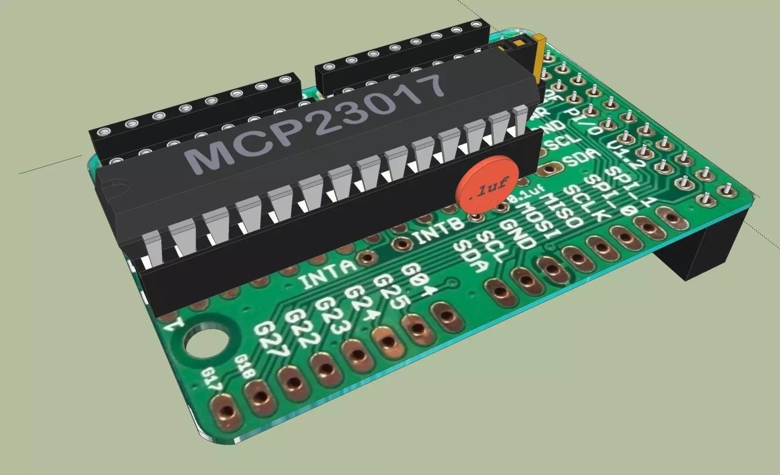 Slice of Pi buffer board for Raspberry Pi Free 3D model