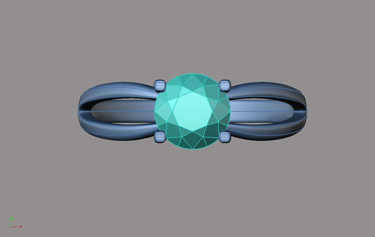 R solitaire engagement ring gold 3D print model_5