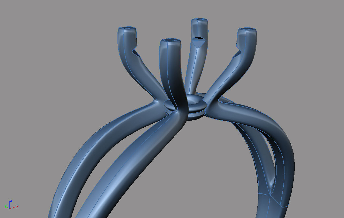 R solitaire engagement ring gold 3D print model_7