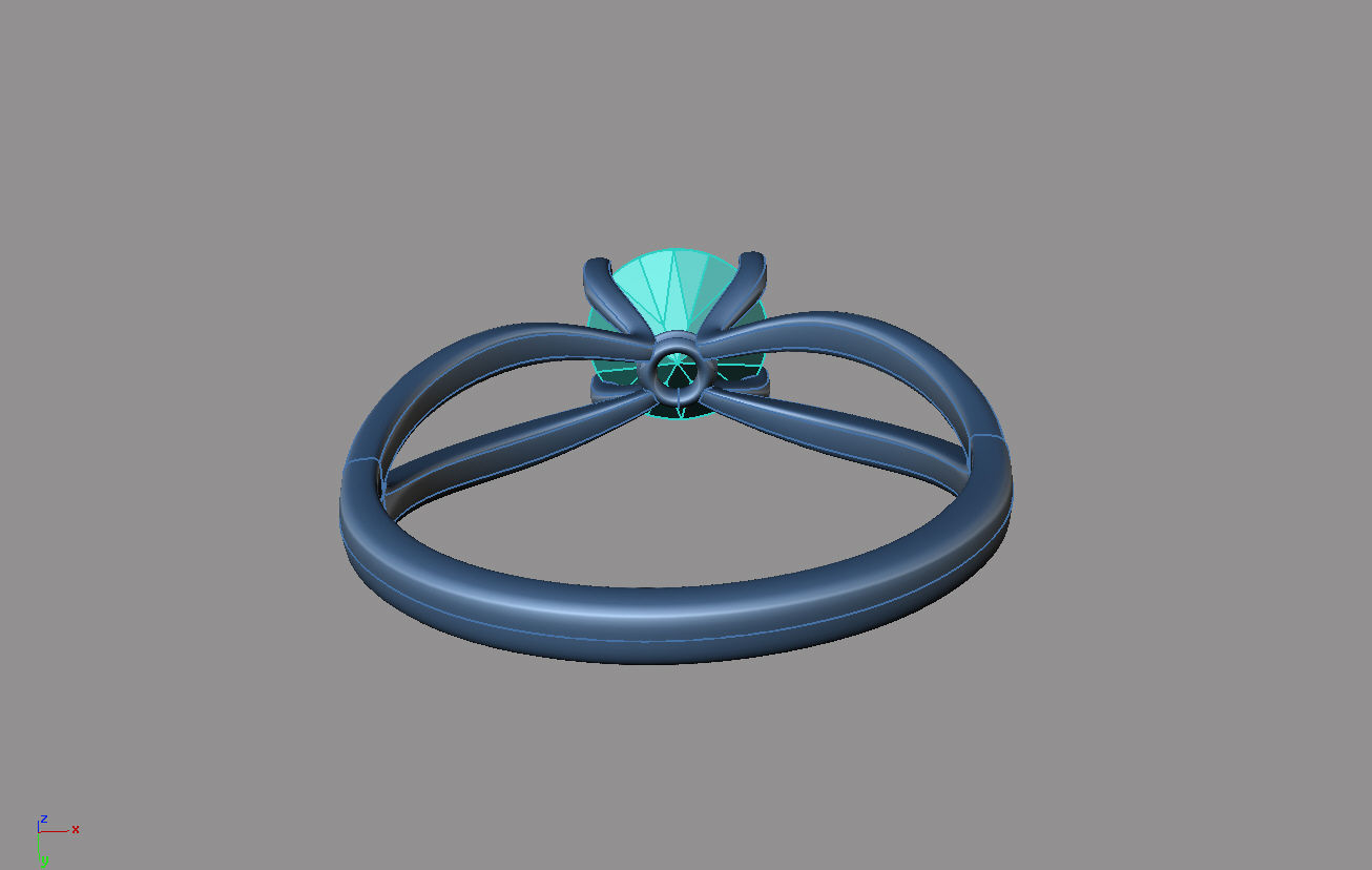 R solitaire engagement ring gold 3D print model_6