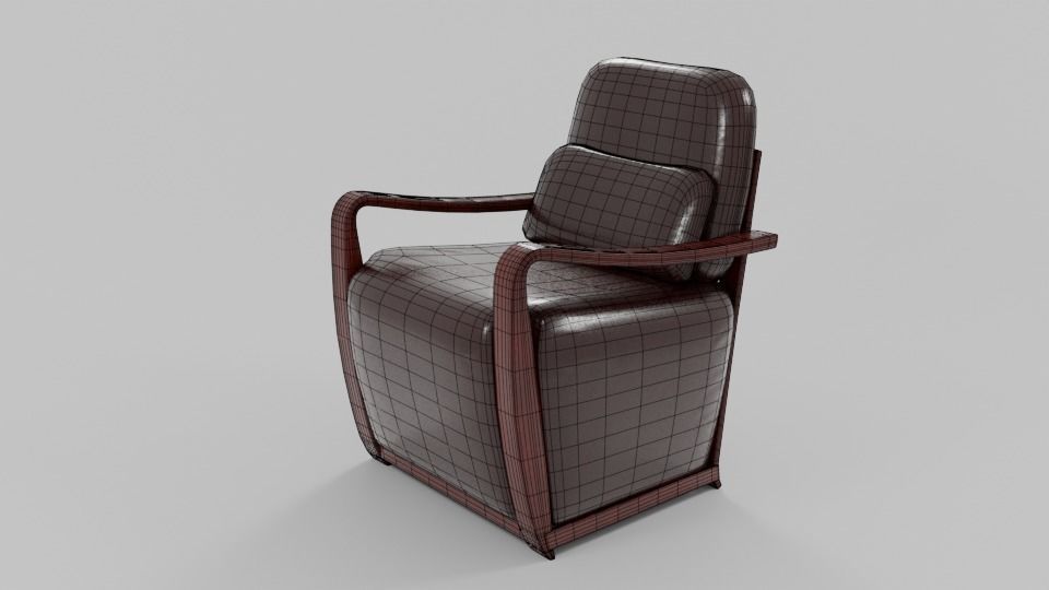 Leather PVC Accent Chair Low-poly 3D model_4