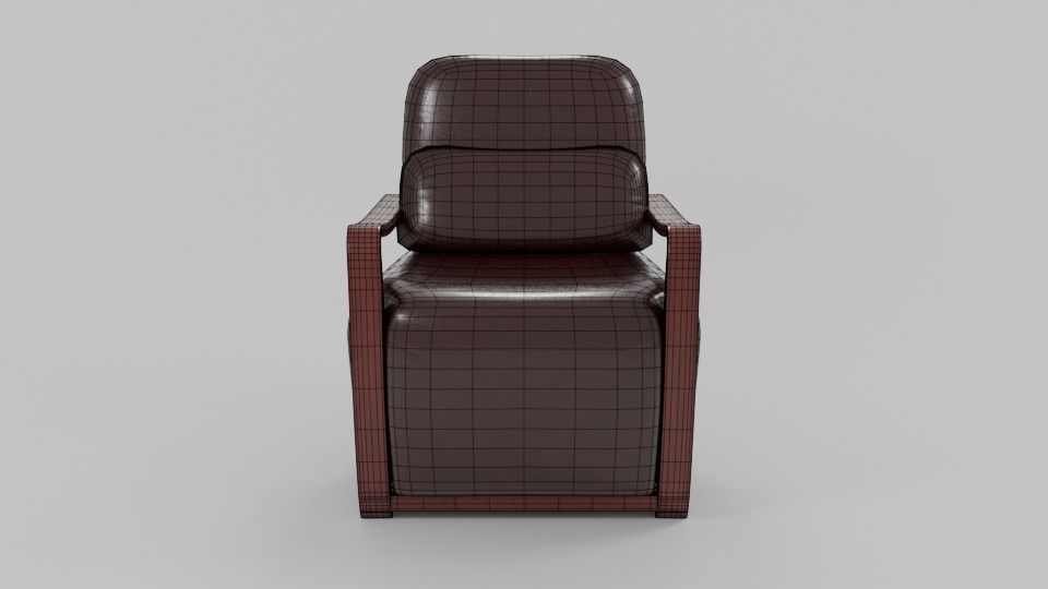 Leather PVC Accent Chair Low-poly 3D model_2