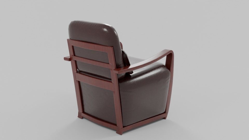 Leather PVC Accent Chair Low-poly 3D model_7