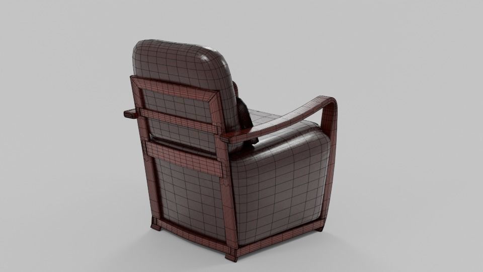 Leather PVC Accent Chair Low-poly 3D model_8