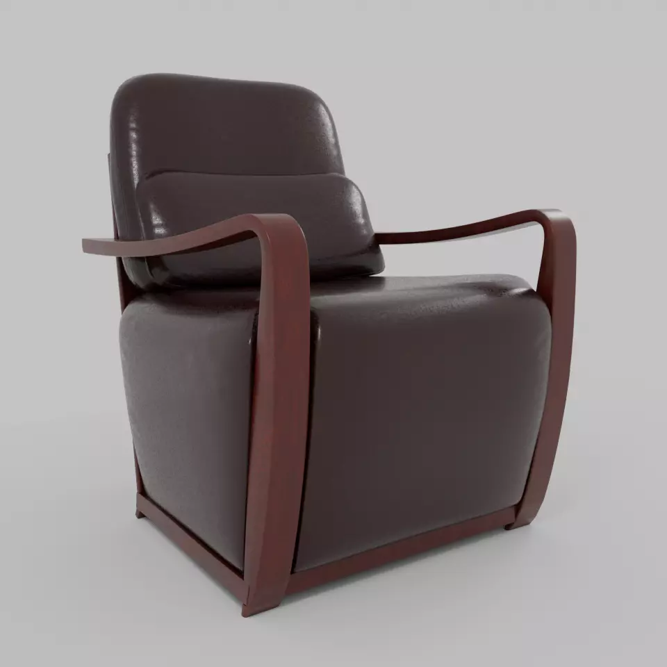 Leather PVC Accent Chair Low-poly 3D model_0