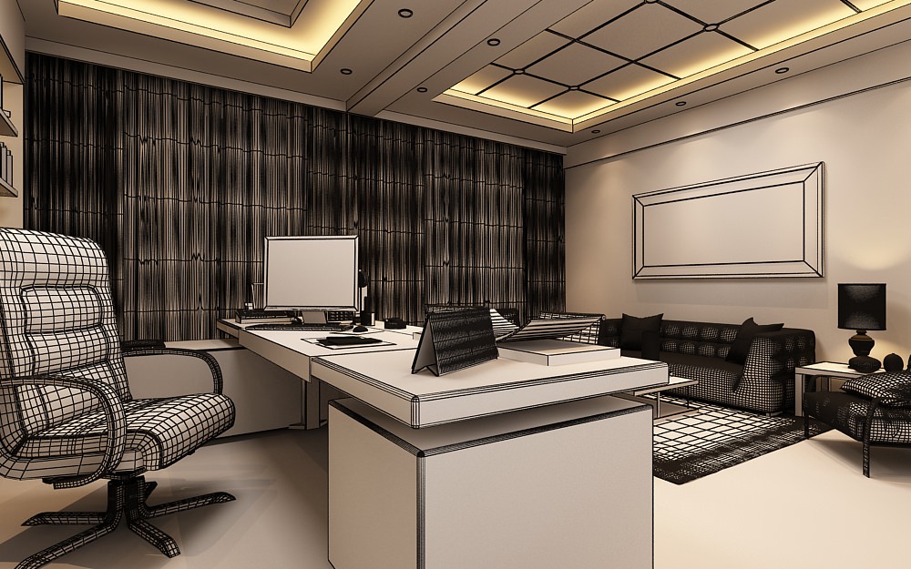 Photoreal Executive Office 3D Model .max