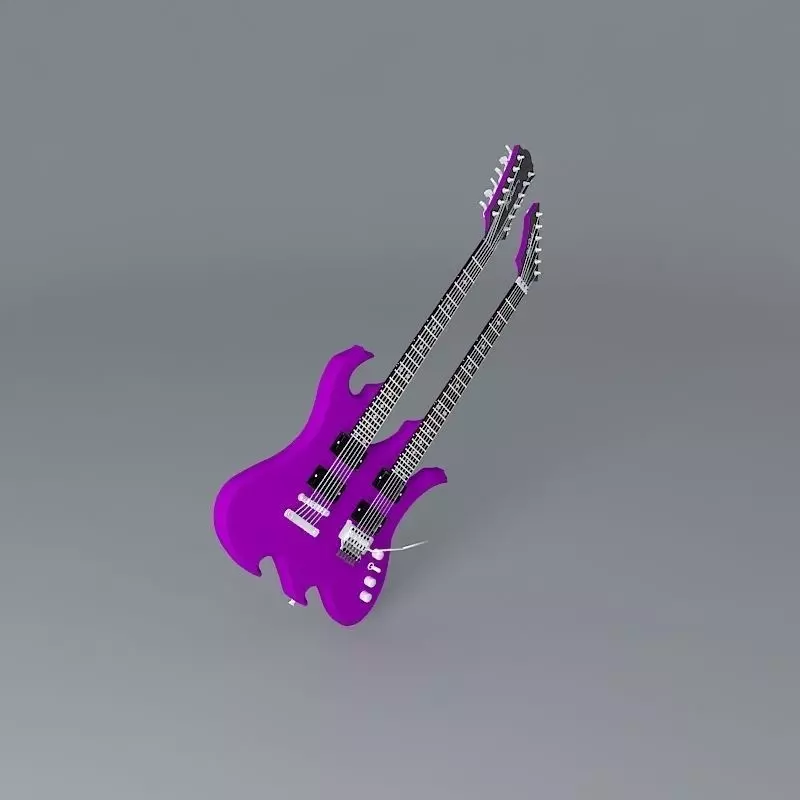 B C Rich Wave double neck guitar Free 3D model