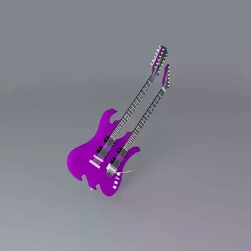 B C Rich Wave double neck guitar Free 3D model