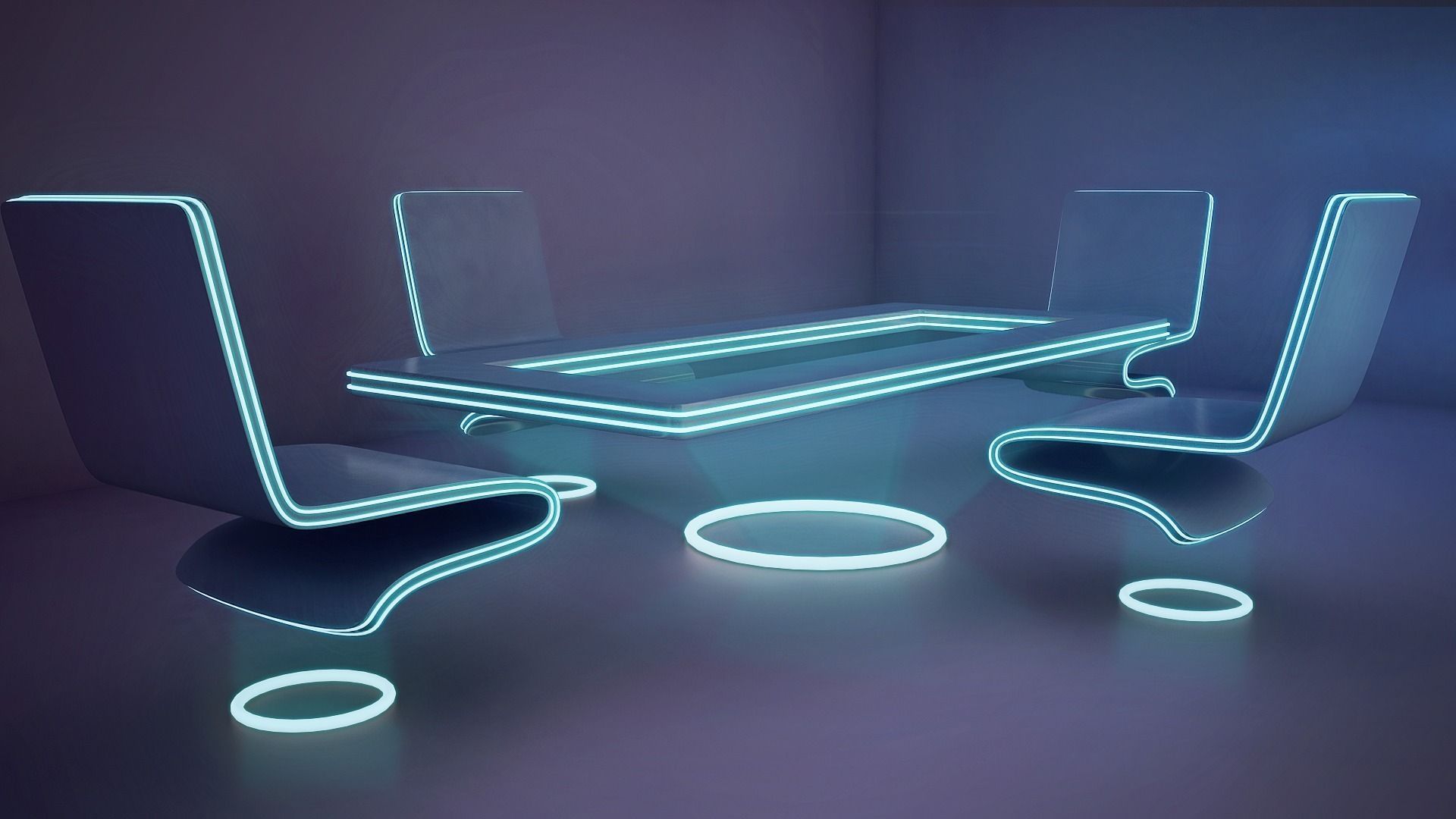 futuristic office furniture 3D model_0