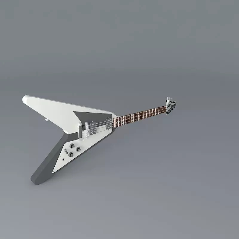 Michael Schenker's Black and white flying V guitar Free 3D model