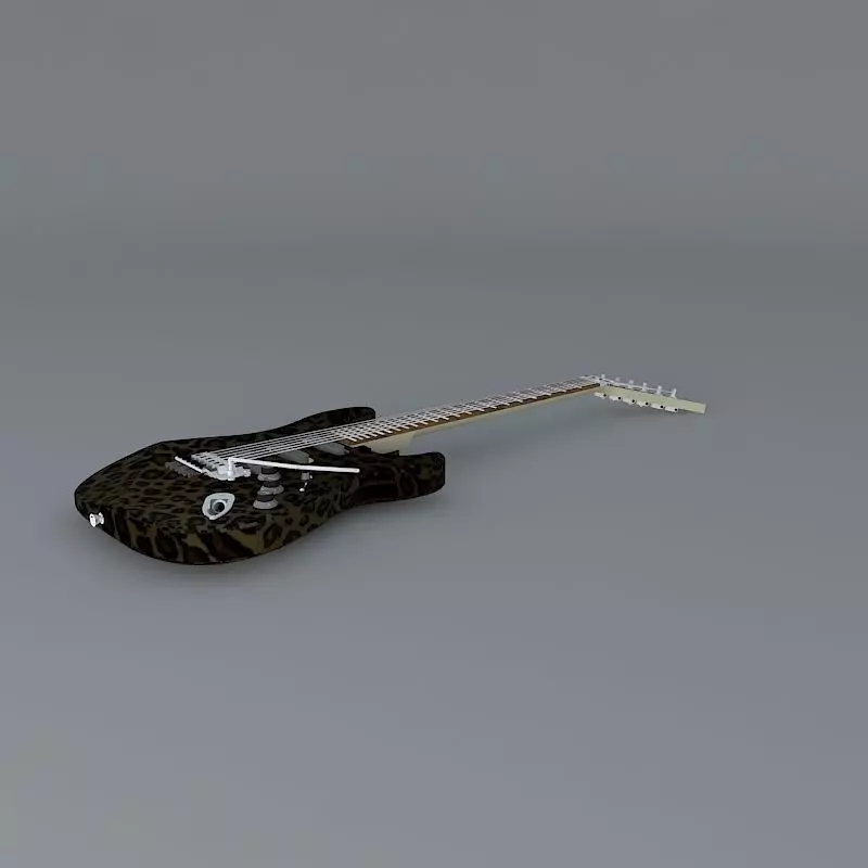 A leopard print guitar Free 3D model