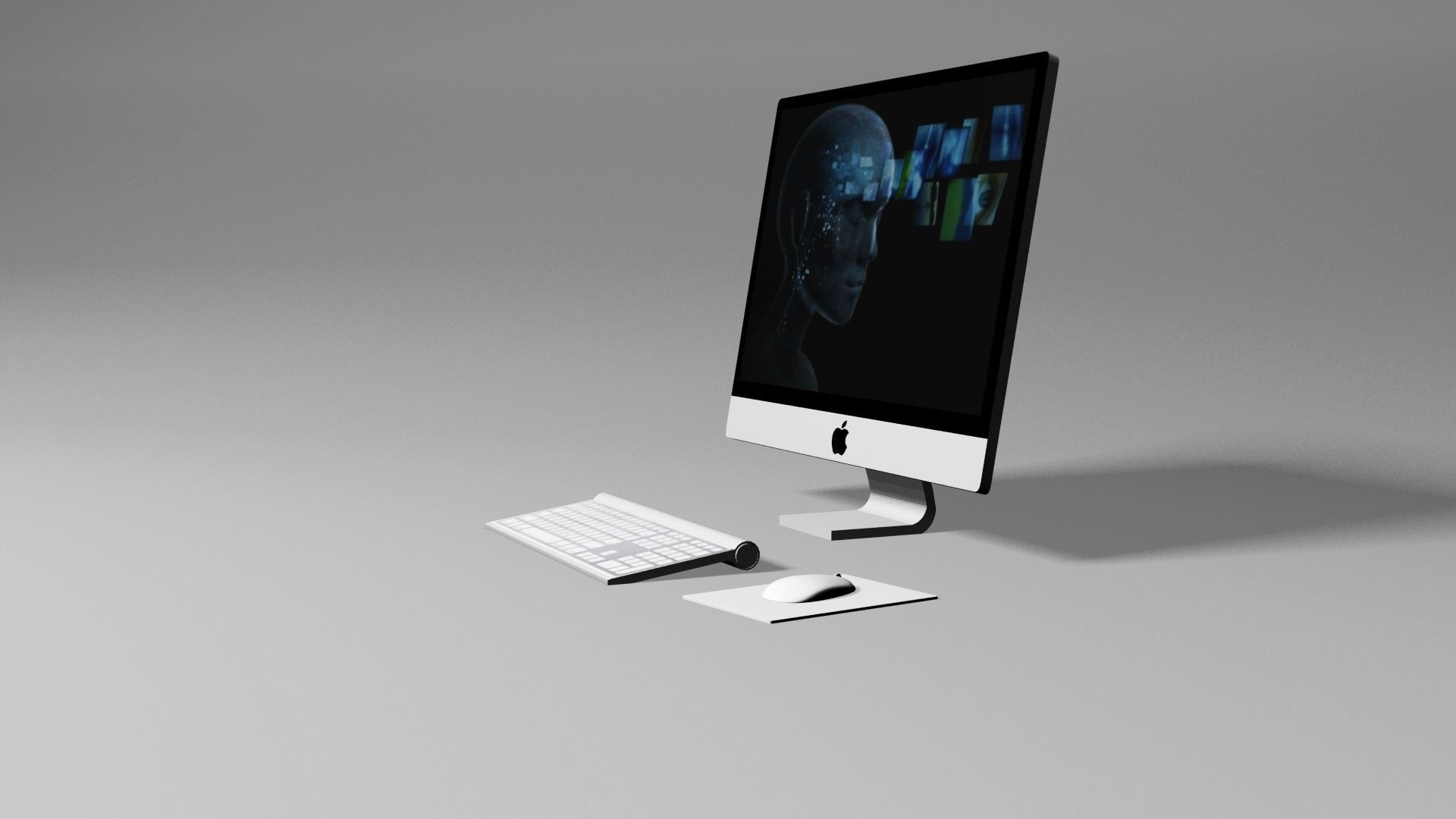 Apple PC Desktop Low-poly 3D model_2