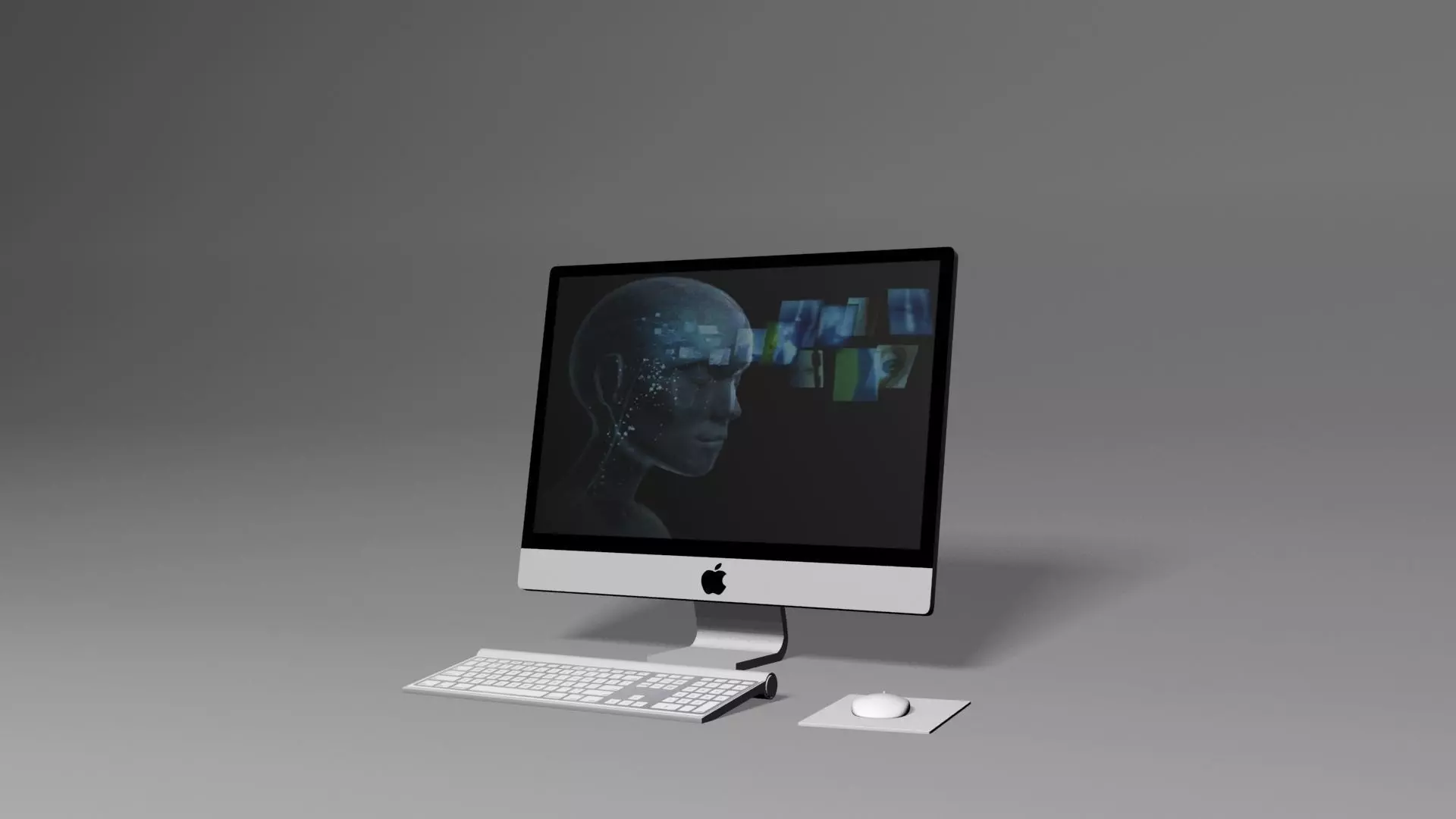 Apple PC Desktop Low-poly 3D model_0