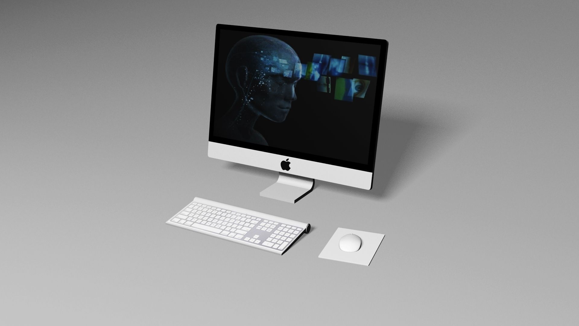 Apple PC Desktop Low-poly 3D model_1
