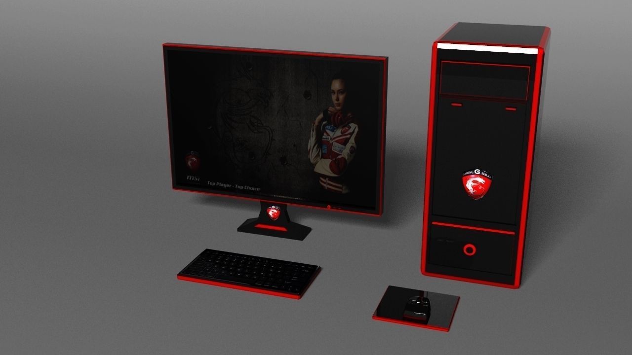MSI Gaming PC Low-poly 3D model_2