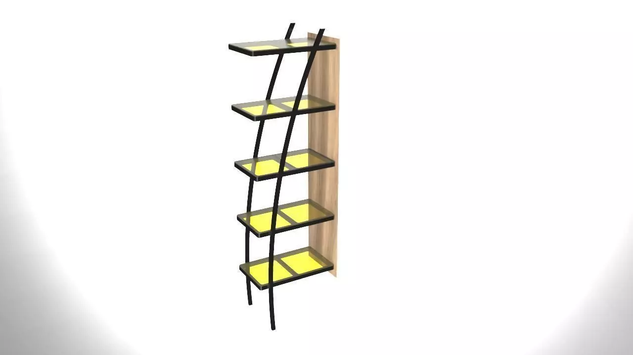 shelf ladder with shelves 3D model_0