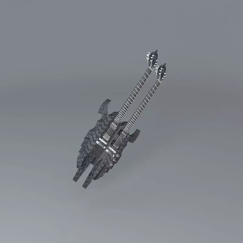 The Punisher double neck guitar Free 3D model