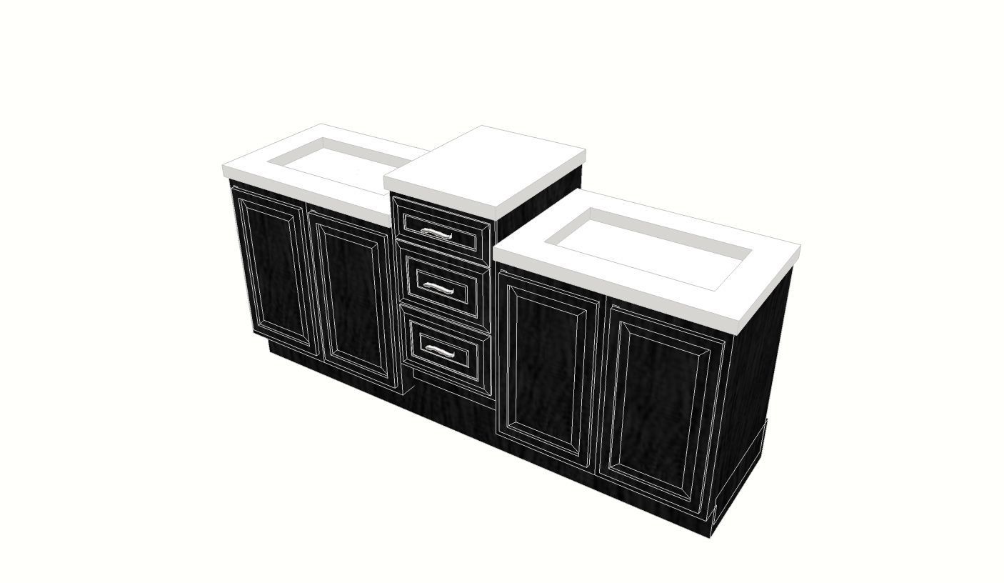 vanity comprised of stock cabinets concrete countertop 3D model_2