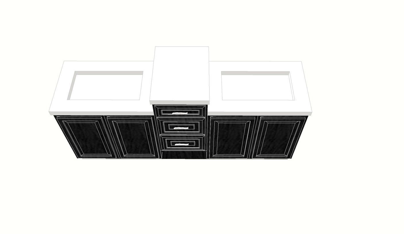 vanity comprised of stock cabinets concrete countertop 3D model_1
