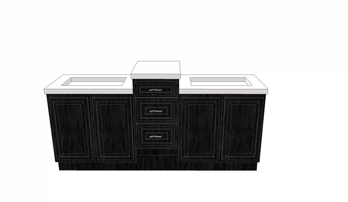 vanity comprised of stock cabinets concrete countertop 3D model_0