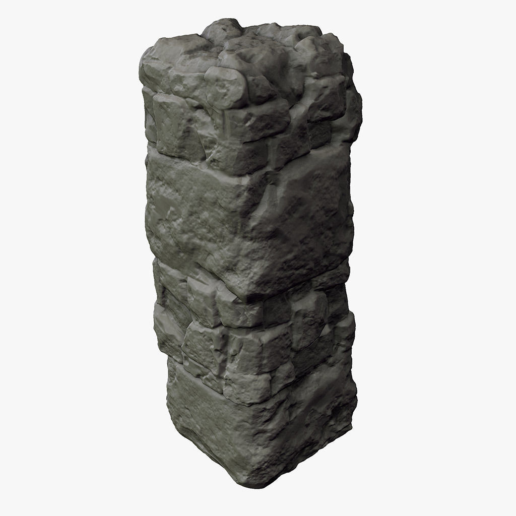 Ancient Pillar High Poly 3D model_6